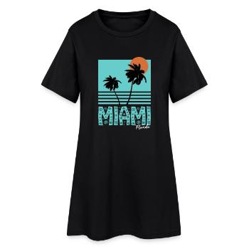 Miami Florida Palmen Sonne Geschenkidee - Frauen T-Shirt-Kleid - Schwarz - Vorne