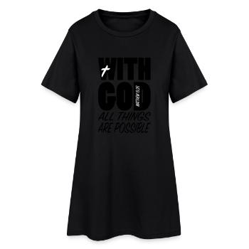 With God all things... - Frauen T-Shirt-Kleid - Schwarz - Vorne