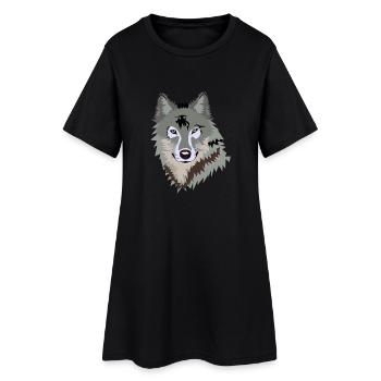 wolf - Women’s T-Shirt Dress - black - Front