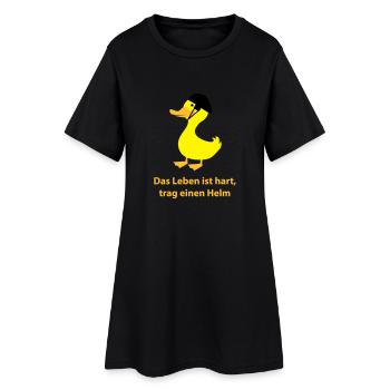 Ente mit Helm - Frauen T-Shirt-Kleid - Schwarz - Vorne