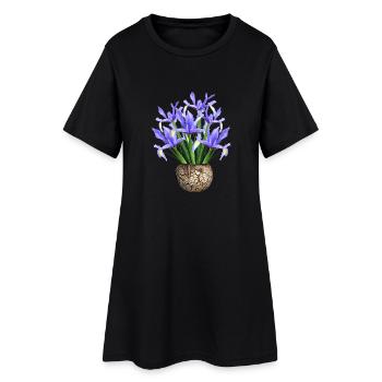 flowers lilies tulips orchids sunflower dahlia ger - Women’s T-Shirt Dress - black - Front