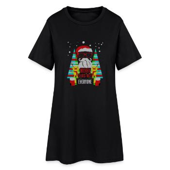 cadeau de Noël laids Sweater Joyeux Noël Père Noël - Robe T-shirt Femme - noir - Devant