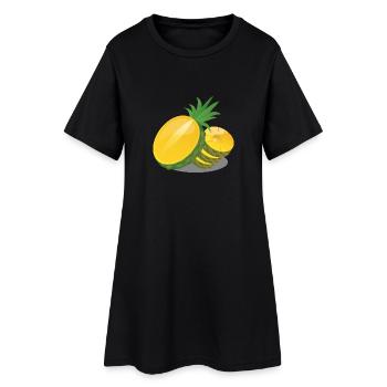 Ananas in Scheiben - Frauen T-Shirt-Kleid - Schwarz - Vorne