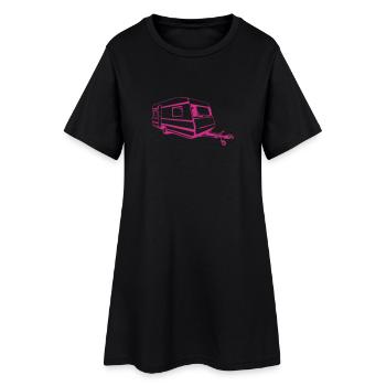 Wohnwagen, caravan, trailer (1 color) - Frauen T-Shirt-Kleid - Schwarz - Vorne