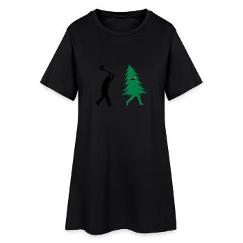 Arbre de Noël drôle est poursuivi par bûcheron - Robe T-shirt Femme - noir - Devant