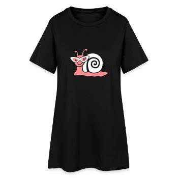 Snail with retro glasses - Women’s T-Shirt Dress - black - Front