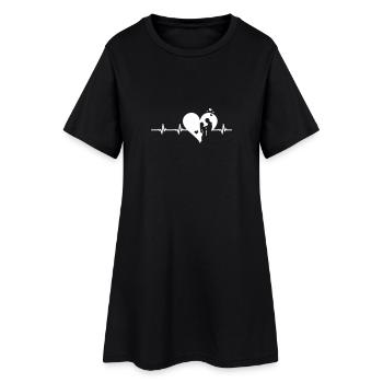 Liebe - Paar Herz Puls - Frauen T-Shirt-Kleid - Schwarz - Vorne