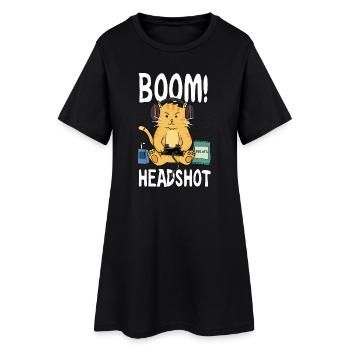 Boom Kopfschuss / Boom Kopfschuss / Cat / Gaming - Frauen T-Shirt-Kleid - Schwarz - Vorne