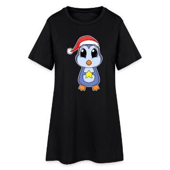 Pingouin Noël - Robe T-shirt Femme - noir - Devant