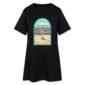 Illustration Place du Commerce, Lisbonne - Robe T-shirt Femme - noir - Devant
