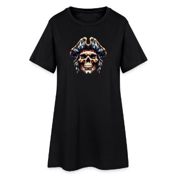 Un crâne cool et coloré avec un chapeau de pirate - Robe T-shirt Femme - noir - Devant