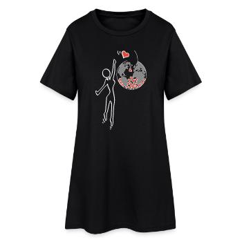 Donnez de l’amour - Robe T-shirt Femme - noir - Devant