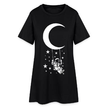 Balançoire sur la lune - Robe T-shirt Femme - noir - Devant