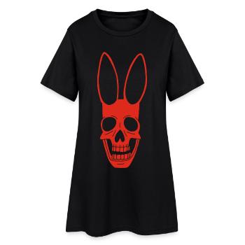 Red Rabbit Skull - Women’s T-Shirt Dress - black - Front