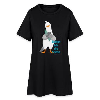 "Butter to the fish" – Funny seagull with fish - Women’s T-Shirt Dress - black - Front