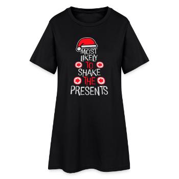 Le plus susceptible de secouer les cadeaux Noël Fun - Robe T-shirt Femme - noir - Devant
