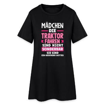 Mädchen die Traktor fahren sind sonderbar - Frauen T-Shirt-Kleid - Schwarz - Vorne