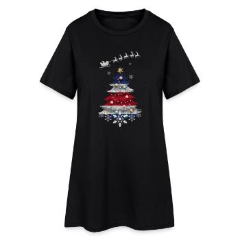 Christmas tree with Costa Rica flag - Women’s T-Shirt Dress - black - Front