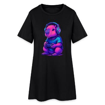Capybara Gaming Gamer Gaming Gaming Video Games - Women’s T-Shirt Dress - black - Front