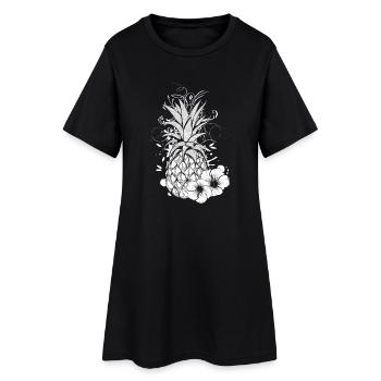 Ananas orné avec une touche florale tropicale - Robe T-shirt Femme - noir - Devant