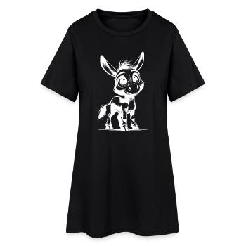Petit Petit Âne Mignon Dessin au Crayon - Robe T-shirt Femme - noir - Devant