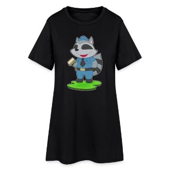 Waschbär Polizist Sandwich Polizei - Frauen T-Shirt-Kleid - Schwarz - Vorne