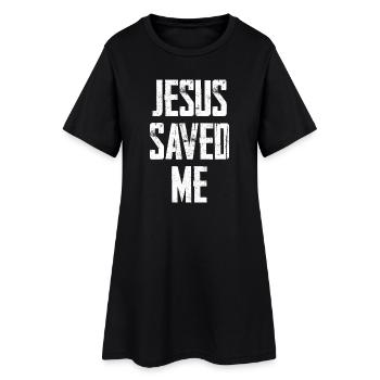 Jesus Saved Me Distressed Text - Frauen T-Shirt-Kleid - Schwarz - Vorne