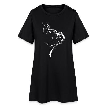 Boston Terrier Silhouette Hunde Hund Wilsigns - Frauen T-Shirt-Kleid - Schwarz - Vorne