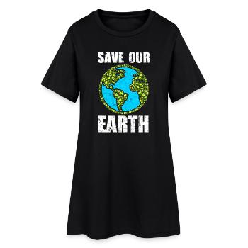 Save Our Earth - Frauen T-Shirt-Kleid - Schwarz - Vorne