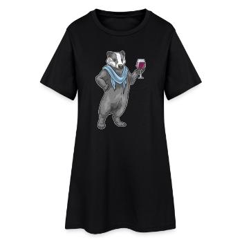 Vin rouge blaireau - Robe T-shirt Femme - noir - Devant