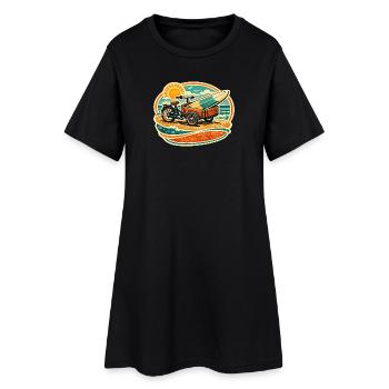Cart rétro de planche de surf sur la plage Vélo cargo - Robe T-shirt Femme - noir - Devant