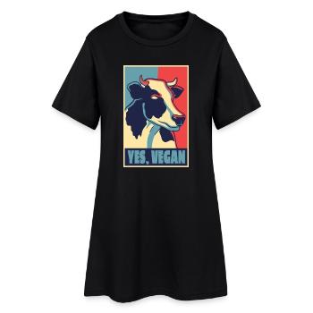Yes Vegan Shirt - Frauen T-Shirt-Kleid - Schwarz - Vorne