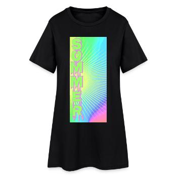 Sommer Sonnenstrahlen Neon  - Frauen T-Shirt-Kleid - Schwarz - Vorne