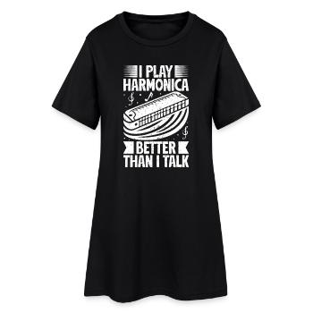 Harmonica Musican joue mieux que je ne parle - Robe T-shirt Femme - noir - Devant