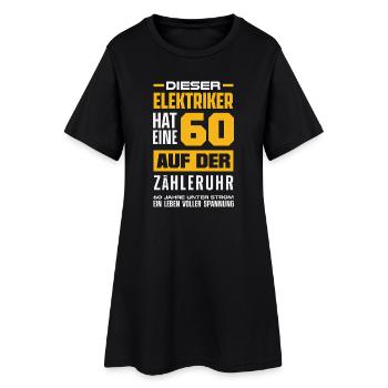 Elektriker 60 Auf Der Zähleruhr - Frauen T-Shirt-Kleid - Schwarz - Vorne
