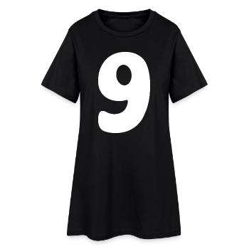 Nine: Minimalist Numeral 9 | Ninth - Women’s T-Shirt Dress - black - Front