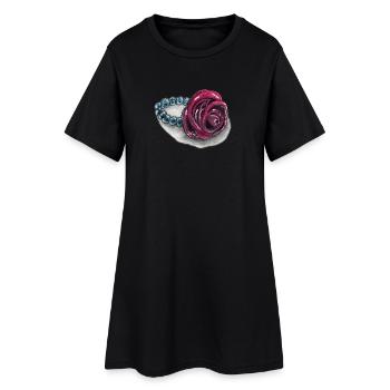 Rose heart with pearls - Women’s T-Shirt Dress - black - Front