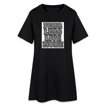 fearlesslivemore - Frauen T-Shirt-Kleid - Schwarz - Vorne