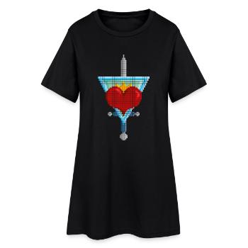 Retro Herz - Frauen T-Shirt-Kleid - Schwarz - Vorne