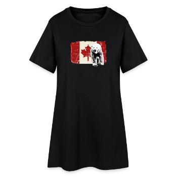 Polar Bear - Canada Flag - Frauen T-Shirt-Kleid - Schwarz - Vorne