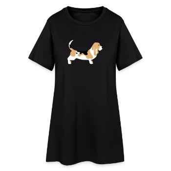 Basset Hound - Frauen T-Shirt-Kleid - Schwarz - Vorne