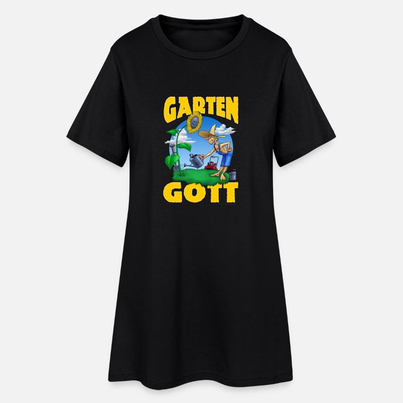 Garten Gott Sonnenblume no problem RAHMENLOS - Frauen T-Shirt-Kleid - Schwarz