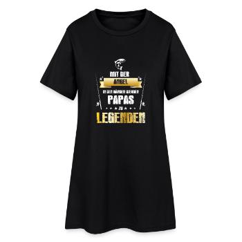 Angeln! Fischen! lustig! Papa! - Frauen T-Shirt-Kleid - Schwarz - Vorne