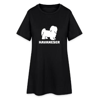 Havaneser - Frauen T-Shirt-Kleid - Schwarz - Vorne