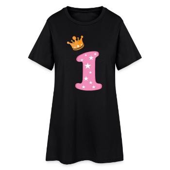 Birthday Girl Couronne Étoile Rose Numéro Un - Robe T-shirt Femme - noir - Devant