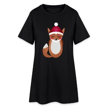 renard mignon avec chapeau de Noël du Père Noël - Robe T-shirt Femme - noir - Devant