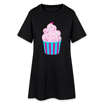 Icecream Cup Deko Eis Streifen Sommer Fun Fan - Frauen T-Shirt-Kleid - Schwarz - Vorne