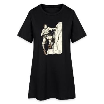 Kletternder Abenteurer in Duotone - Frauen T-Shirt-Kleid - Schwarz - Vorne