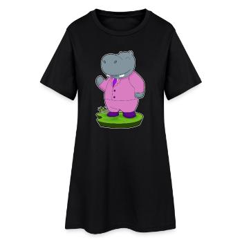 Nilpferd Bräutigam Anzug Hochzeit - Frauen T-Shirt-Kleid - Schwarz - Vorne