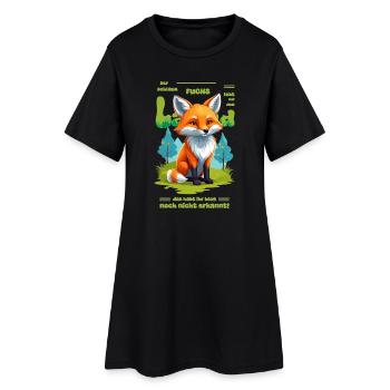Der schlaue Fuchs vom Land - Frauen T-Shirt-Kleid - Schwarz - Vorne